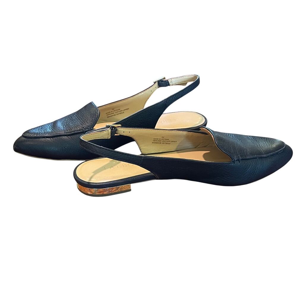 Talbots Poppy Pointed Toe Slingbacks, Black Pebbled Leather, Size 7